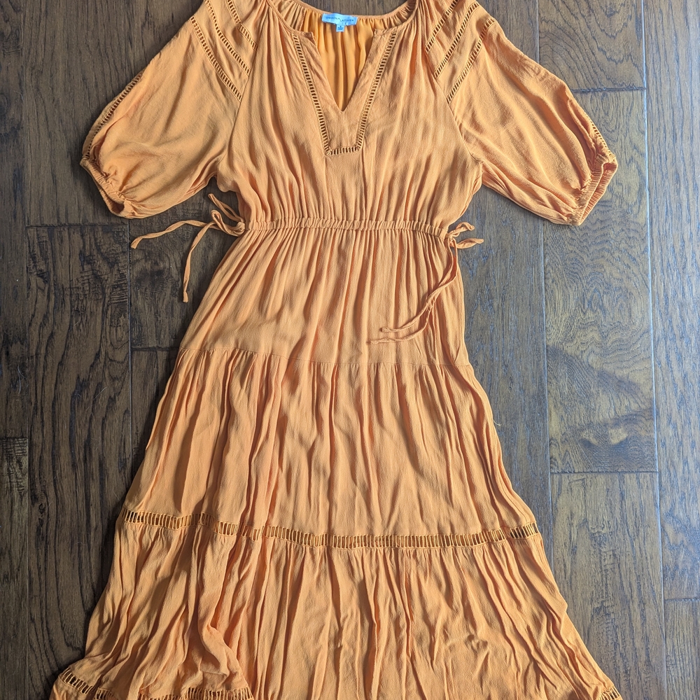Gibson Latimer Vibrant Orange Midi Dress